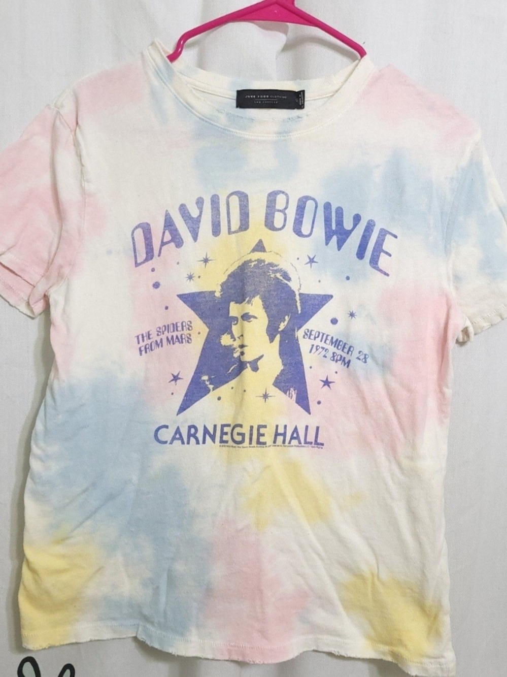 Junk Food Clothing Vtg David Bowie Carnegie Tie Dye Short Sleeve Shirt Sz XS